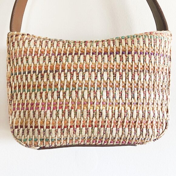 Fossil Multicolor Straw Mini Shoulder Bag Palm Tree Lining - Picture 6 of 11